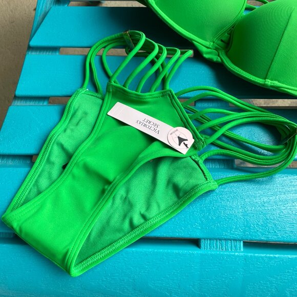 Victoria's Secret, 34C Strappy Push Up Bikini with Matching XS Brazilian Bottoms - Picture 9 of 13